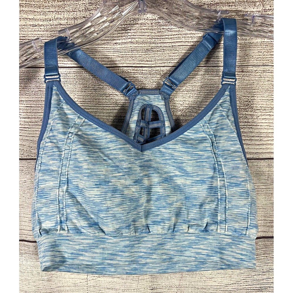 Cali Sport Blue Space Dye Lattice Back Sports Bra Size Small S Adjustable Straps